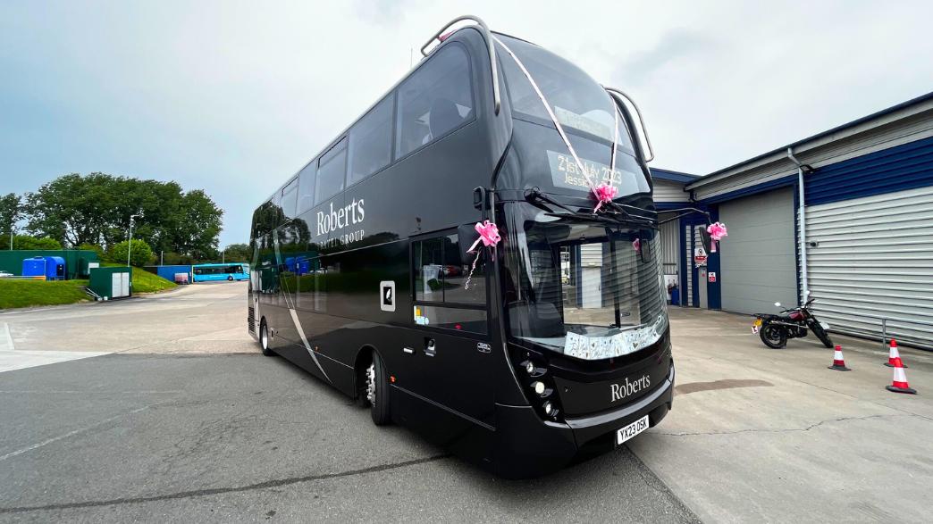 Roberts Double decker bus with wedding ribbons on 
