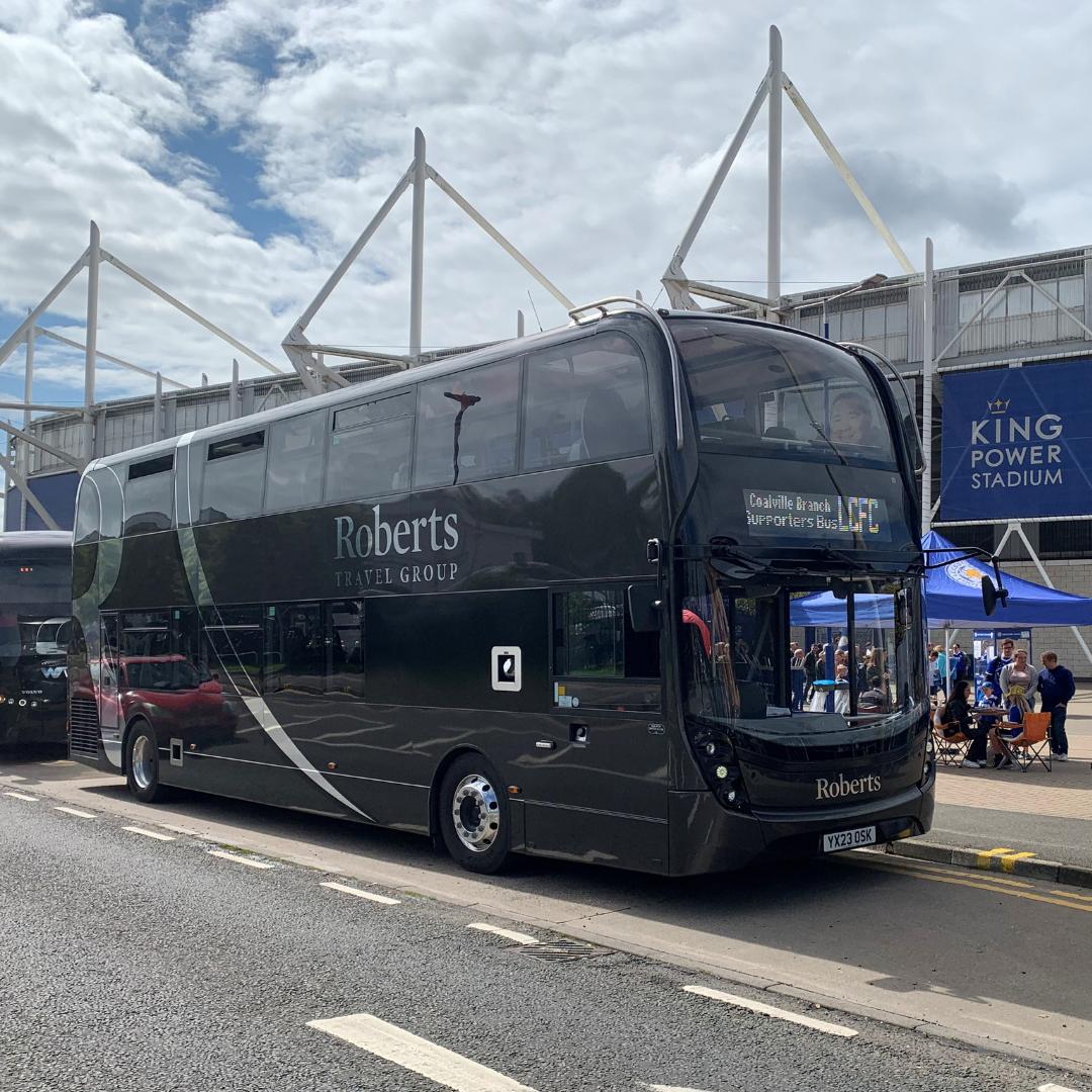 Supporters coach hire outside King Power Stadium